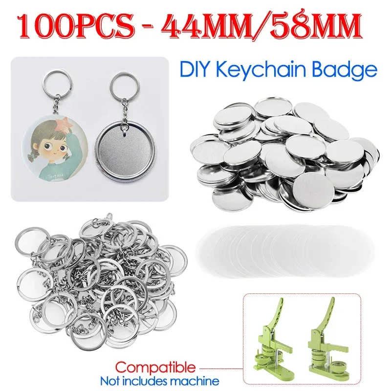 Button Badge Blank - 100PCS 44mm 58mm Keychains Badge Making