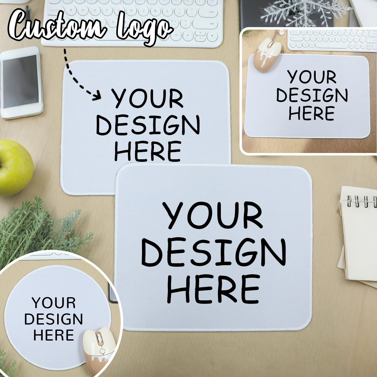 Mouse Pad Blank Sublimation - Custom Logo Mouse Pad, Personalized White