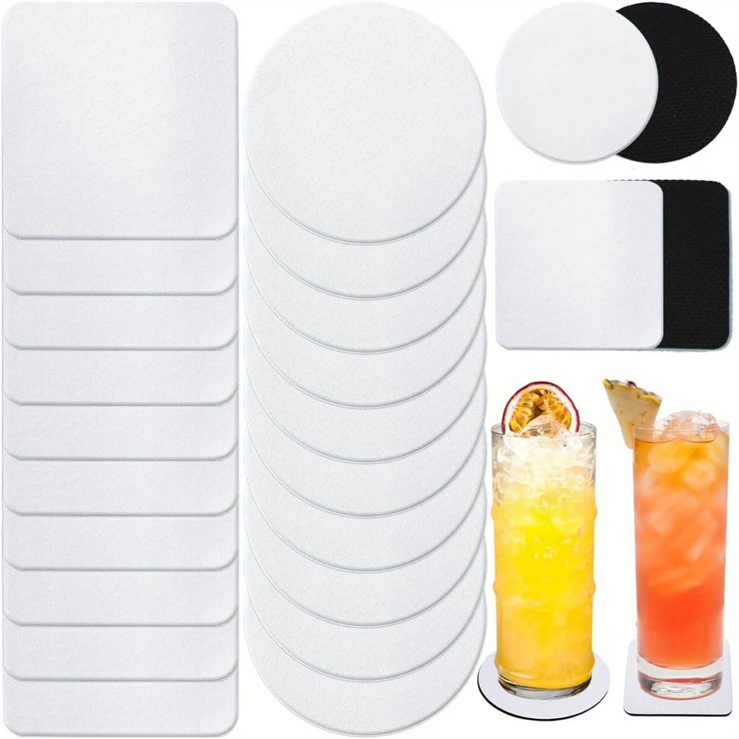 Coaster Sublimation Blank - 30/50 Pcs Square and Round Sublimation