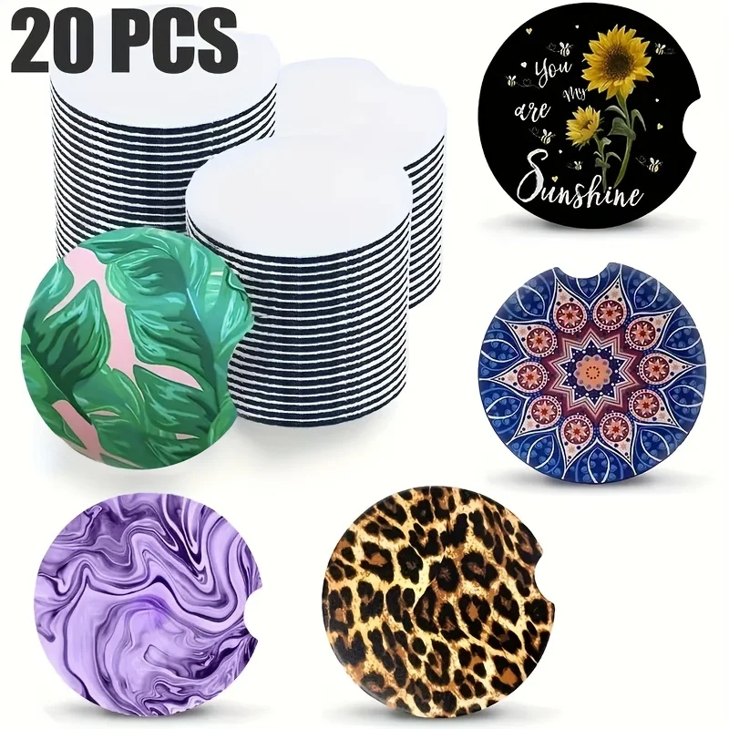 20pcs Sublimated Blank Car Coa - Coaster Sublimation Blank 评论和价格