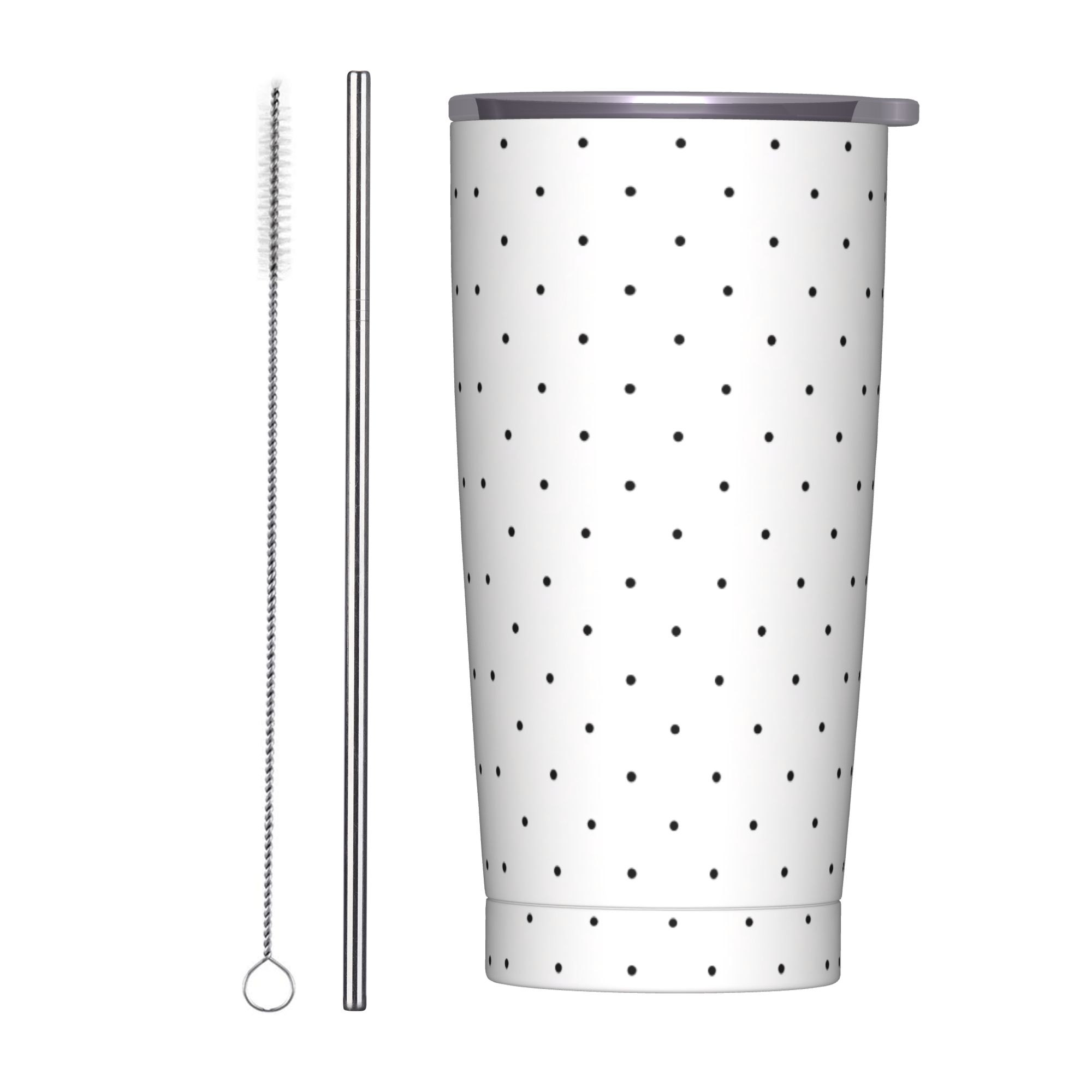 Black & White Polka Dot Patter - Tumbler 20Oz White 评论和价格