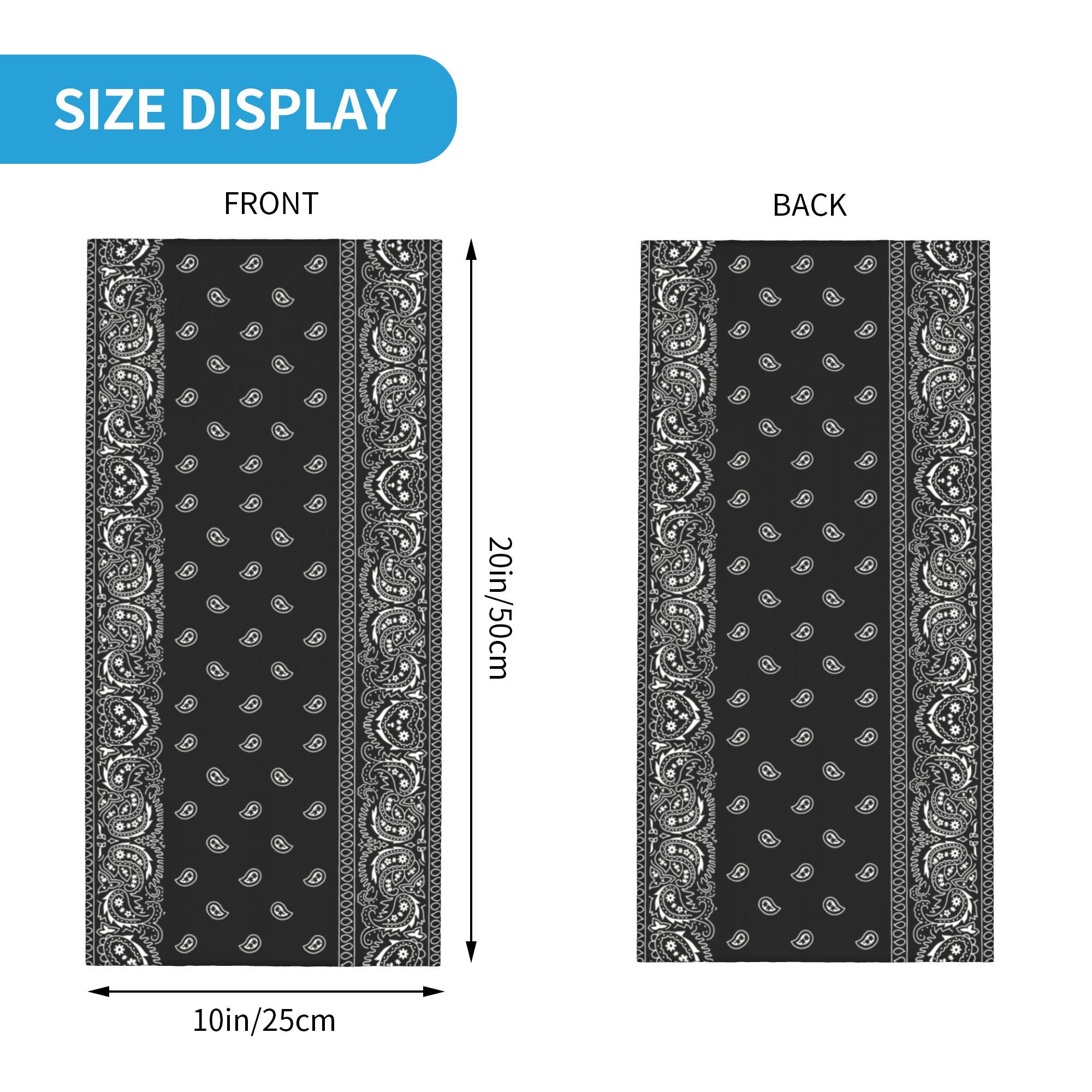 Custom Black And White Paisley - Bandana Blank White 评论和价格