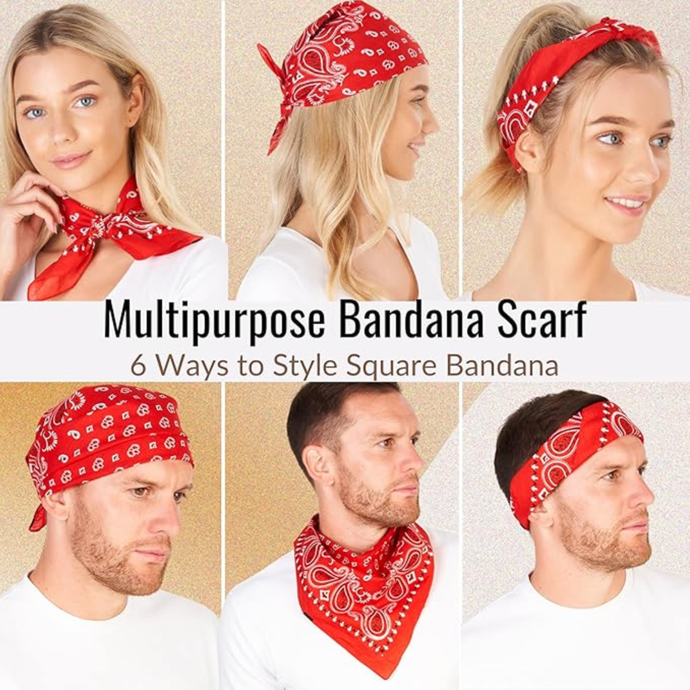 Hip Hop Cowboy Paisley Scarf L - Bandana Blank White 评论和价格