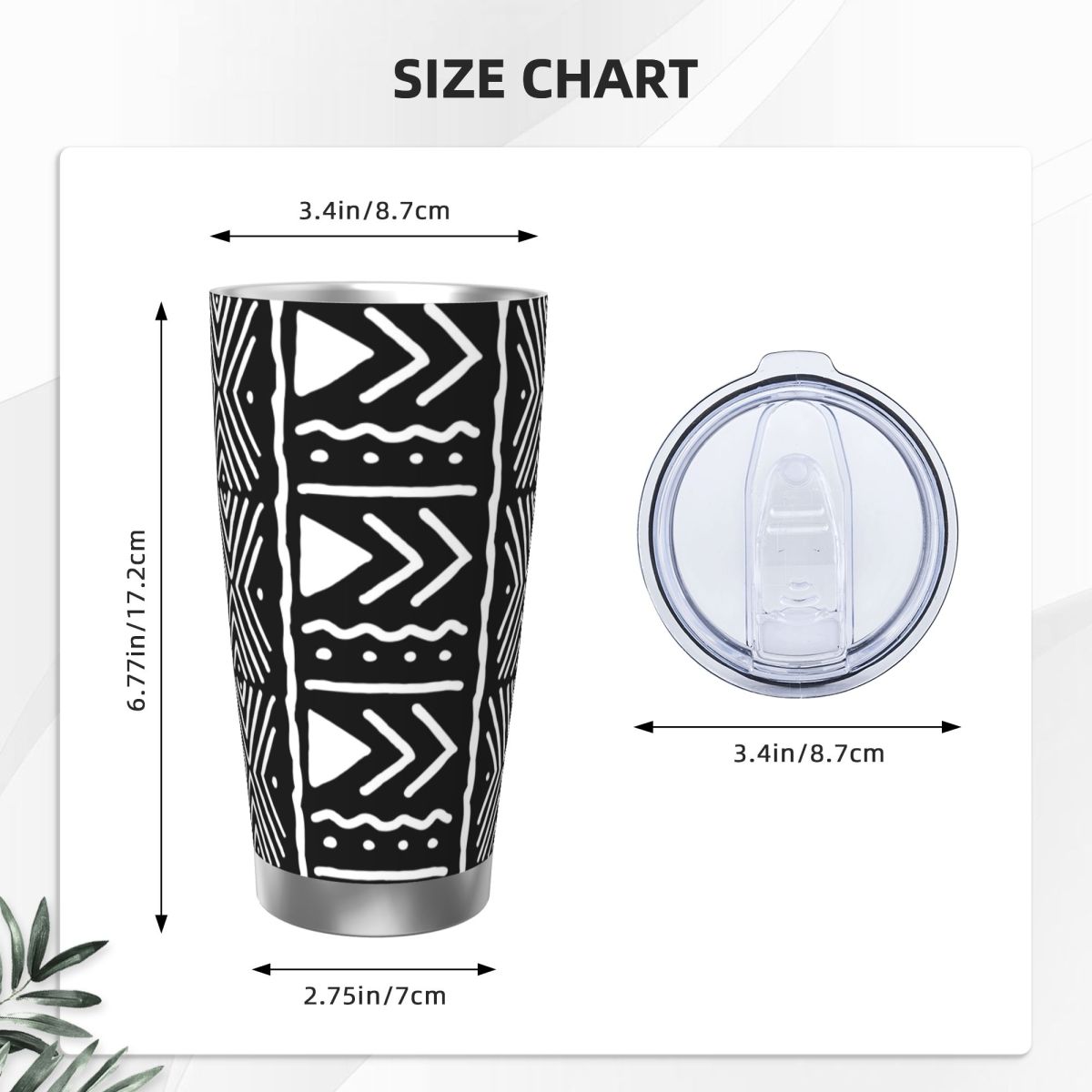 Black And White African Bogola - Tumbler 20Oz White 评论和价格