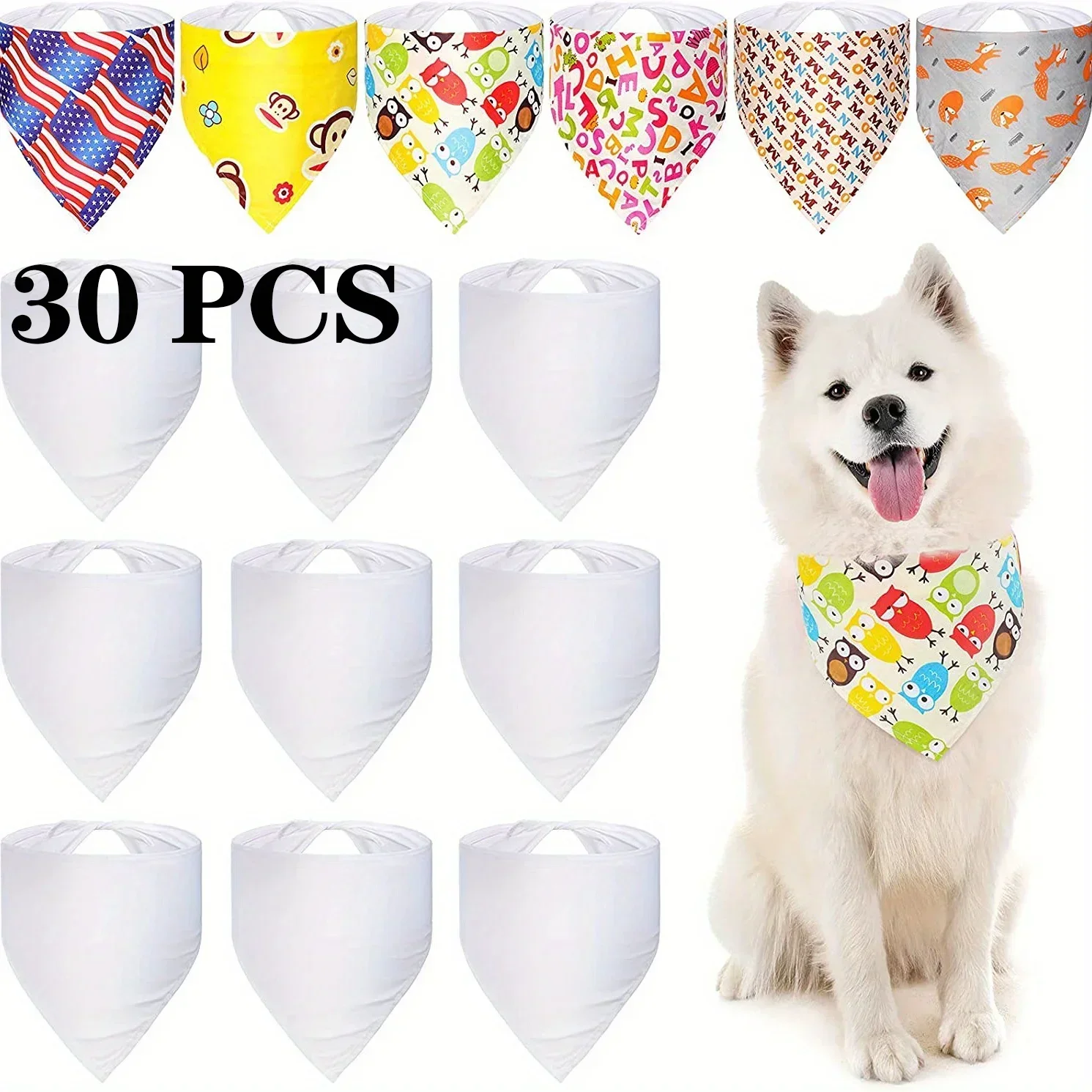 30pcs White Polyester Blank Do - Bandana Blank White 评论和价格