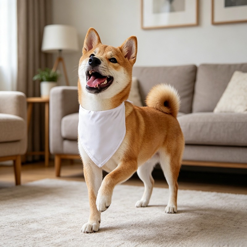 White Dog Bandana Scarf Triang - Bandana Blank White 评论和价格