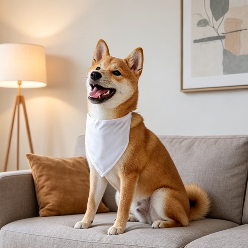 White Dog Bandana Scarf Triang - Bandana Blank White 评论和价格