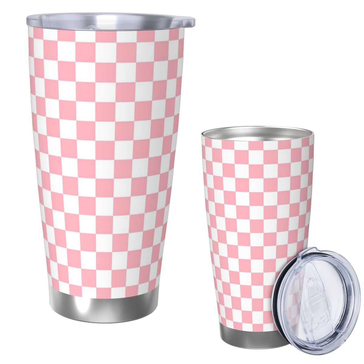 Pink White Checkerboard Patter - Tumbler 20Oz White 评论和价格