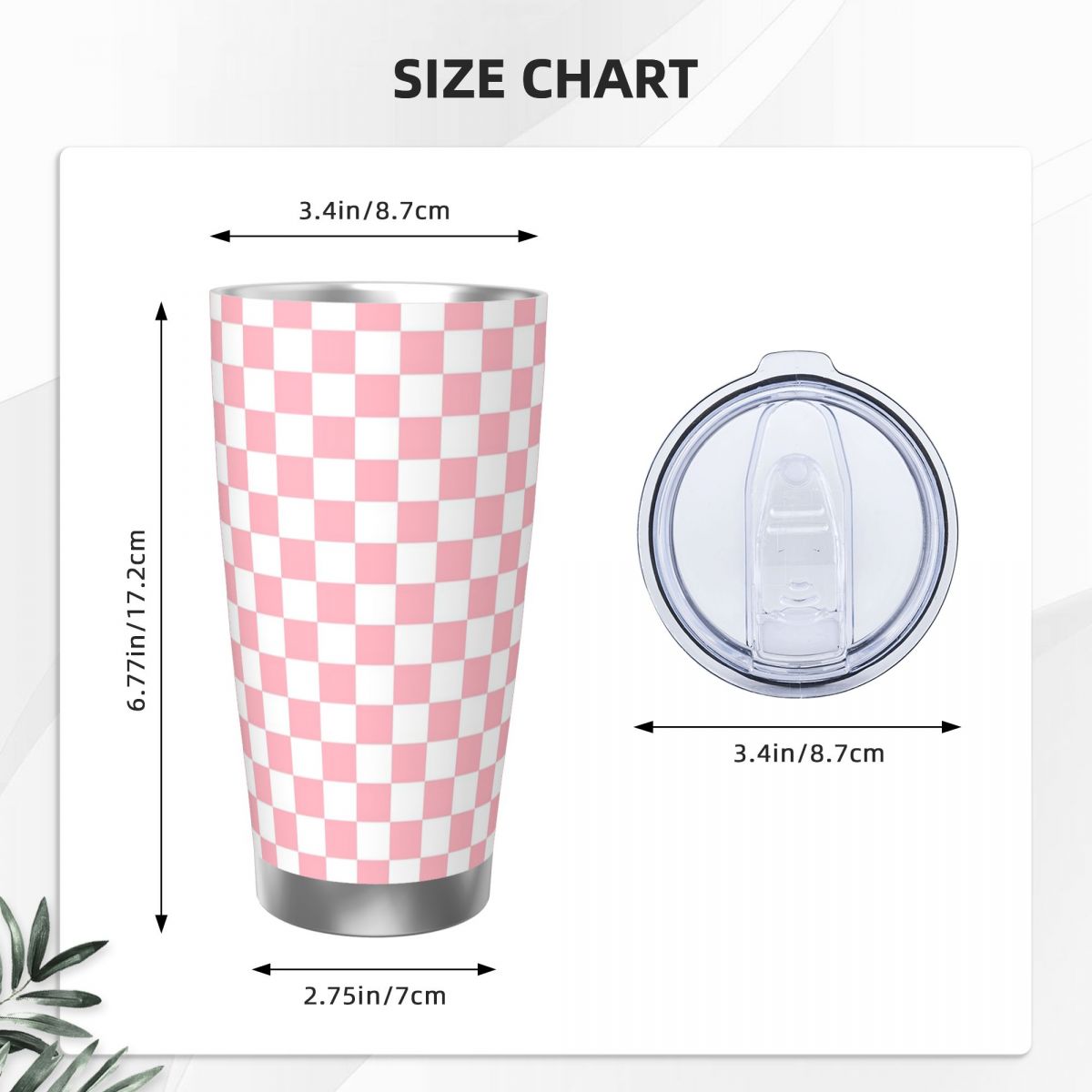 Pink White Checkerboard Patter - Tumbler 20Oz White 评论和价格