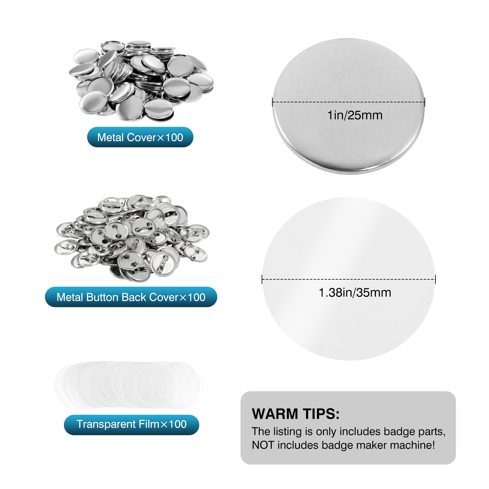 100Pcs Mini DIY Round Mirror M - Button Badge Blank 评论和价格