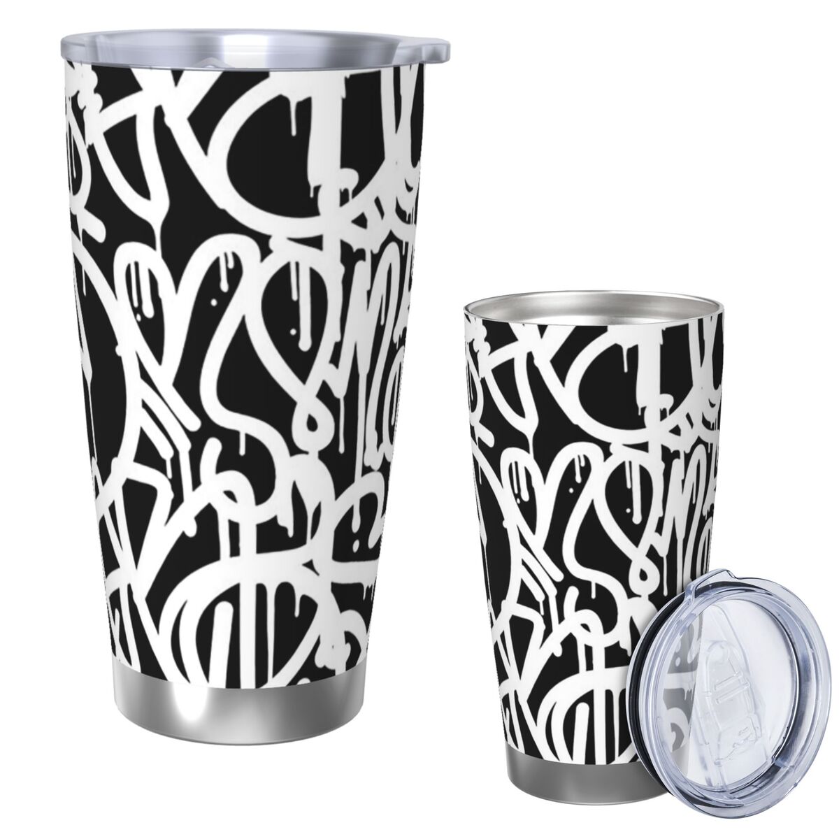 Black And White Graffiti Stain - Tumbler 20Oz White 评论和价格