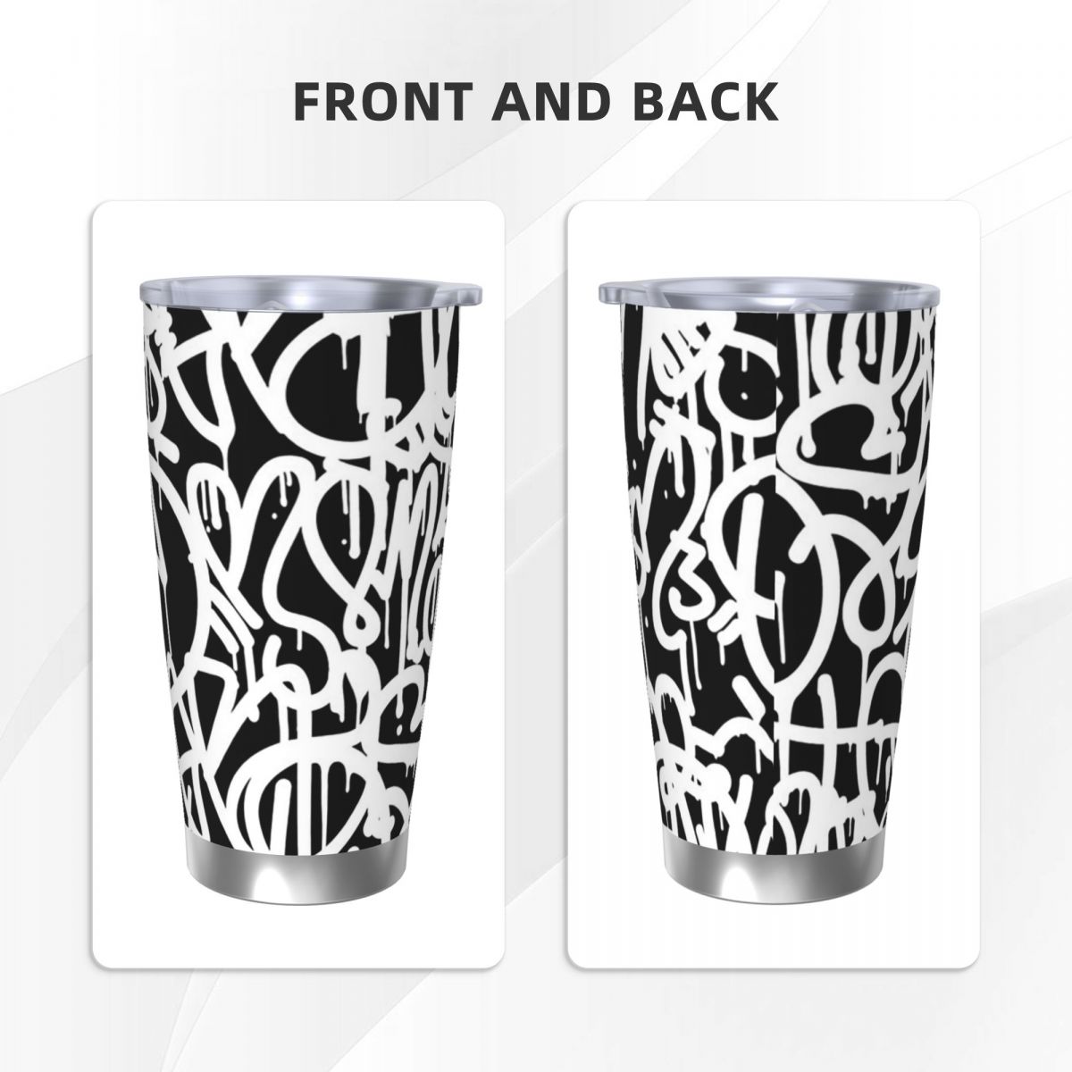 Black And White Graffiti Stain - Tumbler 20Oz White 评论和价格