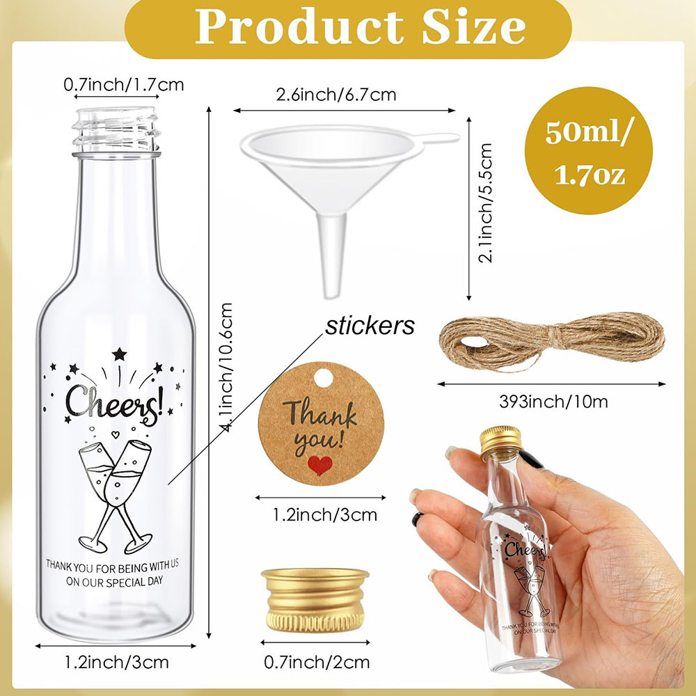 50Pack Mini Liquor Bottles,1.7 - Water Bottle Blank 评论和价格