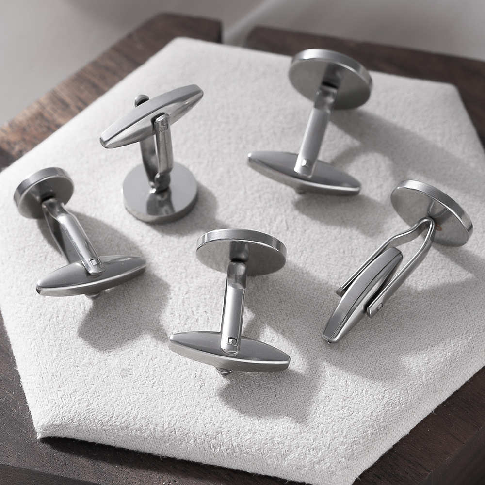 5Pcs Stainless Steel Cufflinks - Metal Photo Panel 评论和价格