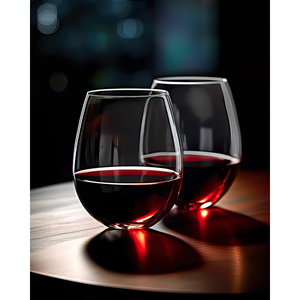 Stemless Wine Glasses Set of 4 - Tumbler 20Oz White 评论和价格