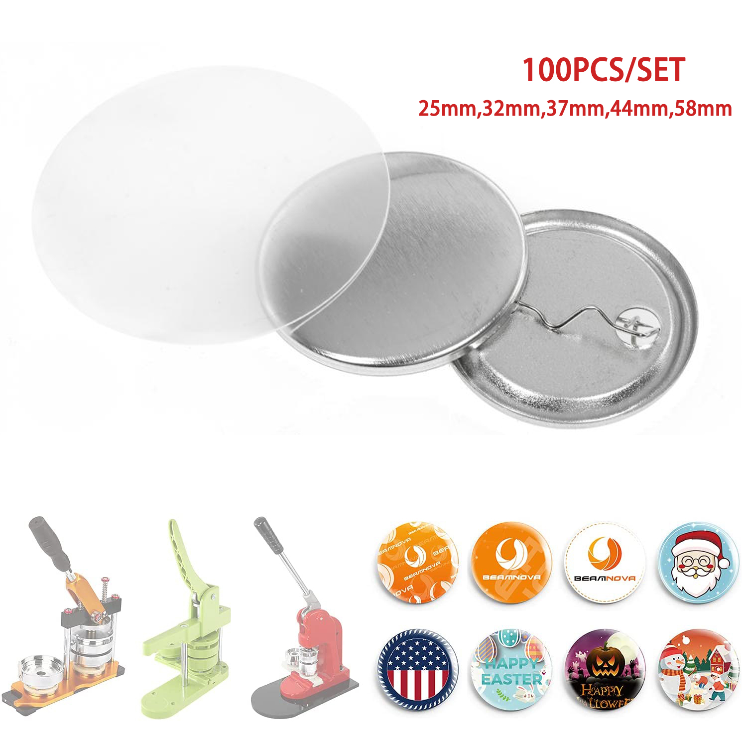100PCS Metal Back Badge Button - Button Badge Blank 评论和价格