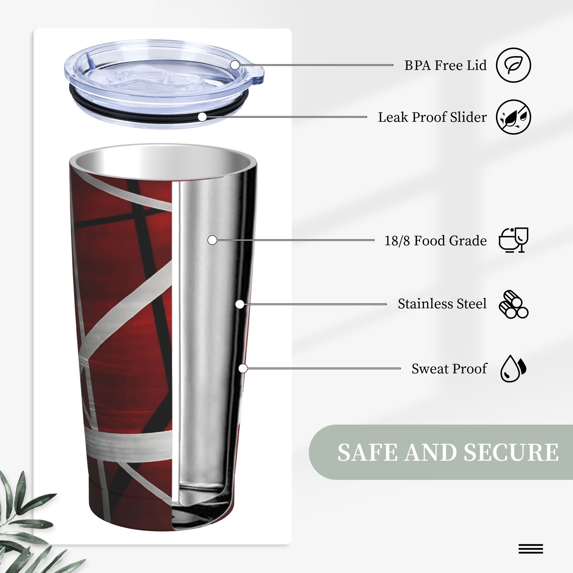 V-Van Halens Red Black White T - Tumbler 20Oz White 评论和价格