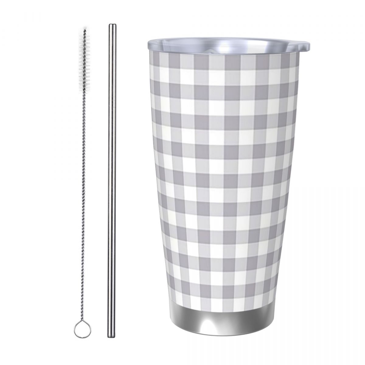 Gray And White Gingham Stainle - Tumbler 20Oz White 评论和价格