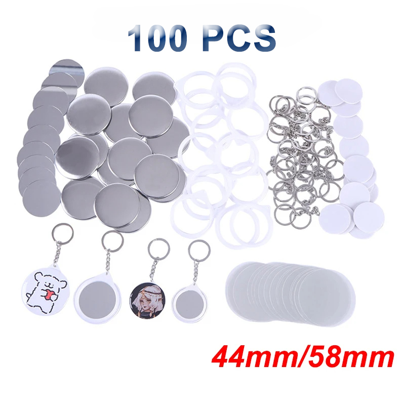 New 100PCS Key Ring Mirror Bla - Button Badge Blank 评论和价格