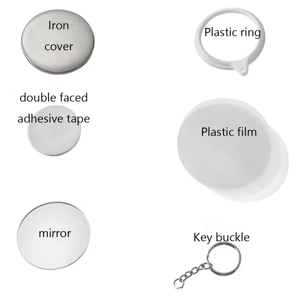 New 100PCS Key Ring Mirror Bla - Button Badge Blank 评论和价格